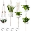 4 Stuks Plantenhangers - Boho Handgeweven Katoen Hangpot Voor Binnen/Buiten - Bloempot Met Kralen - Macramé Touw/Koord Hangplant Houder - Bohemian Wandhanger Decoratie - Verticale Tuin Plant Hanger Bloempothouder Planthanger Wit -Tuin Gerelateerd 1020x1200 1