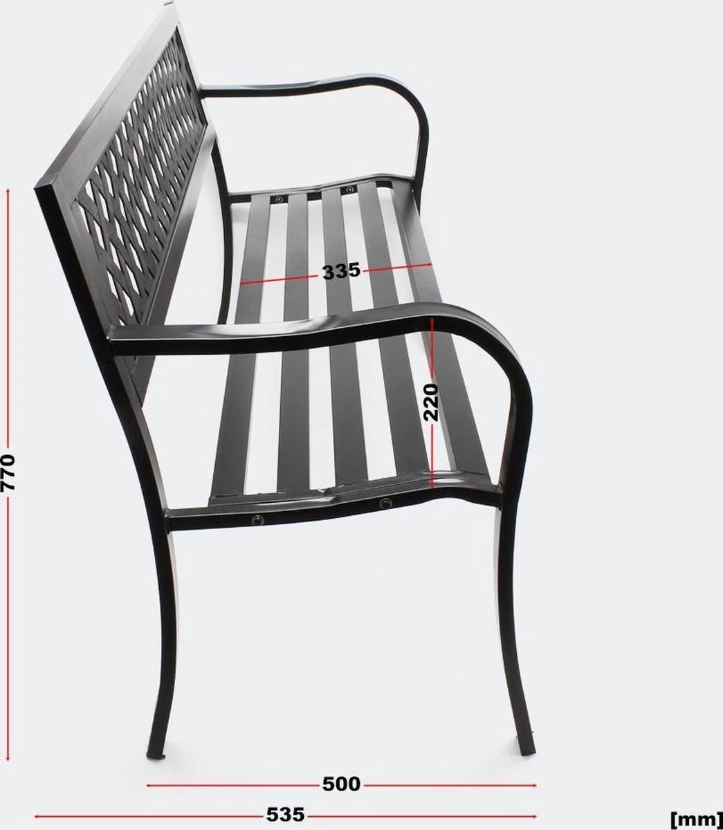 Tuinbank - Marijke -Tuinbankje - Tuinbank Metaal - Tuinbank Hout - Weersbestendig - 126 X 53 X 77 Cm 8 Tuinbank - Marijke -Tuinbankje - Tuinbank Metaal - Tuinbank Hout - Weersbestendig - 126 X 53 X 77 Cm - Afbeelding 6