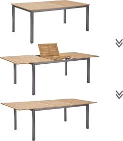 NATERIAL - Uitschuifbare Tuintafel ORIS - Uitschuifbare Tafel Voor 6 Tot 8 Personen - 180-240x100 Cm - Aluminium - Hout Eucalyptus -Tuin Gerelateerd 1049x1200
