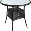 Casaria Polyrattan Bijzettafel 80cm Rond - 5mm Veiligheidsglas – Zwart -Tuin Gerelateerd 1069x1200 1
