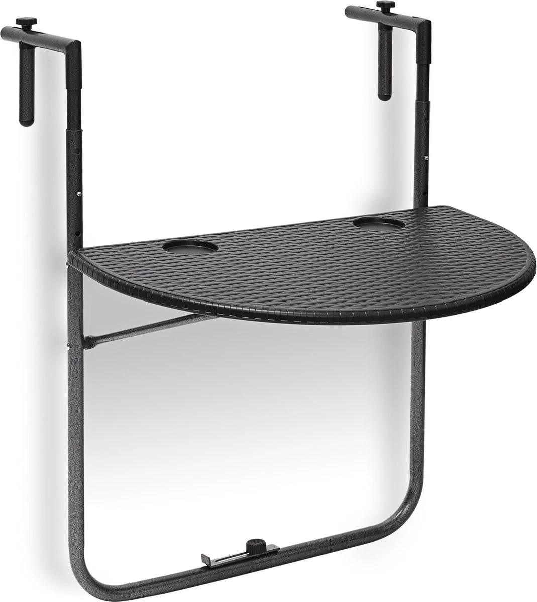 Relaxdays Balkontafel Inklapbaar, Balkon Tafel Rotan, Hangtafel Reling - Zwart 3 Relaxdays Balkontafel Inklapbaar, Balkon Tafel Rotan, Hangtafel Reling - Zwart
