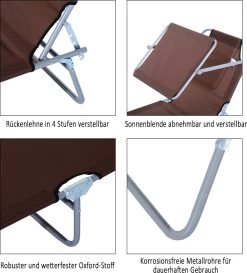 Outsunny Ligstoel Ligbank Voor Buiten Ligstoel Voor Op Het Strand Inklapbaar Met Zonnedak 3 Kleuren 84B-001 -Tuin Gerelateerd 1086x1200