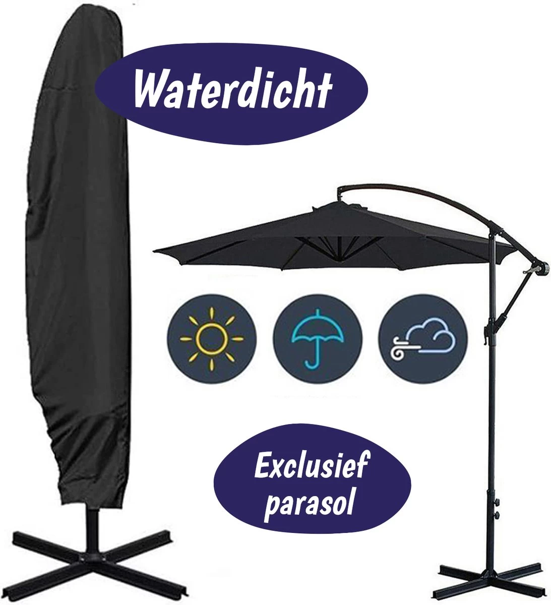 Merkloos Parasolhoes Met Rits En Trekkoord – Beschermhoes Voor Zweefparasol & Staande Parasol – Waterdicht Afdekhoes – Hoes Voor Hangparasol – Inclusief Opberghoes – Zwart - 205 Cm 3 Merkloos Parasolhoes Met Rits En Trekkoord – Beschermhoes Voor Zweefparasol & Staande Parasol – Waterdicht Afdekhoes – Hoes Voor Hangparasol – Inclusief Opberghoes – Zwart - 205 Cm