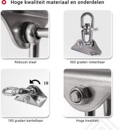 Ophangsysteem - Plafondhaak RVS - Ophanghaak TRX - Hangstoel Buiten - Hangstoel Binnen – Schommelstoel - Schommel - Bokszakken - RVS - 300kg -Tuin Gerelateerd 1102x1200