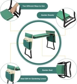 Uten - Kniebankje Tuin - Knie Steun - Tuinkruk Inklapbaar - Kniesteun Tuinieren - Kniekussen - Tot 150 Kg - Groen -Tuin Gerelateerd 1104x1200