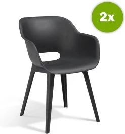 Allibert Akola Tuinstoelen - 2 Stuks -56,5x55x80cm - Donkergrijs -Tuin Gerelateerd 1115x1200