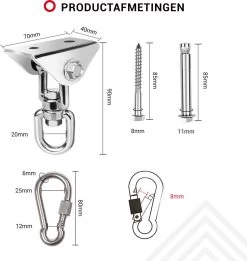 Ophangsysteem - Plafondhaak RVS - Ophanghaak TRX - Hangstoel Buiten - Hangstoel Binnen – Schommelstoel - Schommel - Bokszakken - RVS - 300kg -Tuin Gerelateerd 1137x1200