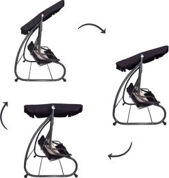 Springos Schommelbank | Linda-Schommel | 3-zits | Waterafstotend | Inclusief 2 Kussens | Verstelbare Luifel | 162 X 200 X 120 Cm | Zwart -Tuin Gerelateerd 1139x1200