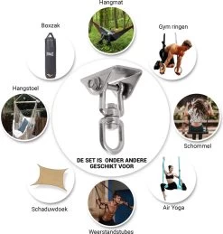 Ophangsysteem - Plafondhaak RVS - Ophanghaak TRX - Hangstoel Buiten - Hangstoel Binnen – Schommelstoel - Schommel - Bokszakken - RVS - 300kg -Tuin Gerelateerd 1146x1200 1