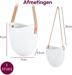 Gadgy Plantenhanger Keramiek - Set Van 3 - Hangpot Van Wit Steen - Hangende Bloempot Plantenpot - Met 3 Verschillende Koorden - 12x11x9.5CM -Tuin Gerelateerd 1149x1200 8