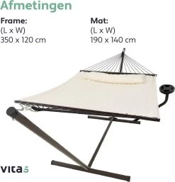 Vita5 Hangmat Met Standaard En Spreidstok – 2 Persoons – Incl. Bekerhouder - Afneembaar Kussen – Uv-bestendig – Beige -Tuin Gerelateerd 1152x1200