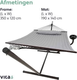 Vita5 Hangmat Met Standaard En Spreidstok – 2 Persoons – Incl. Bekerhouder - Afneembaar Kussen – Uv-bestendig – Lichtgrijs -Tuin Gerelateerd 1153x1200 1