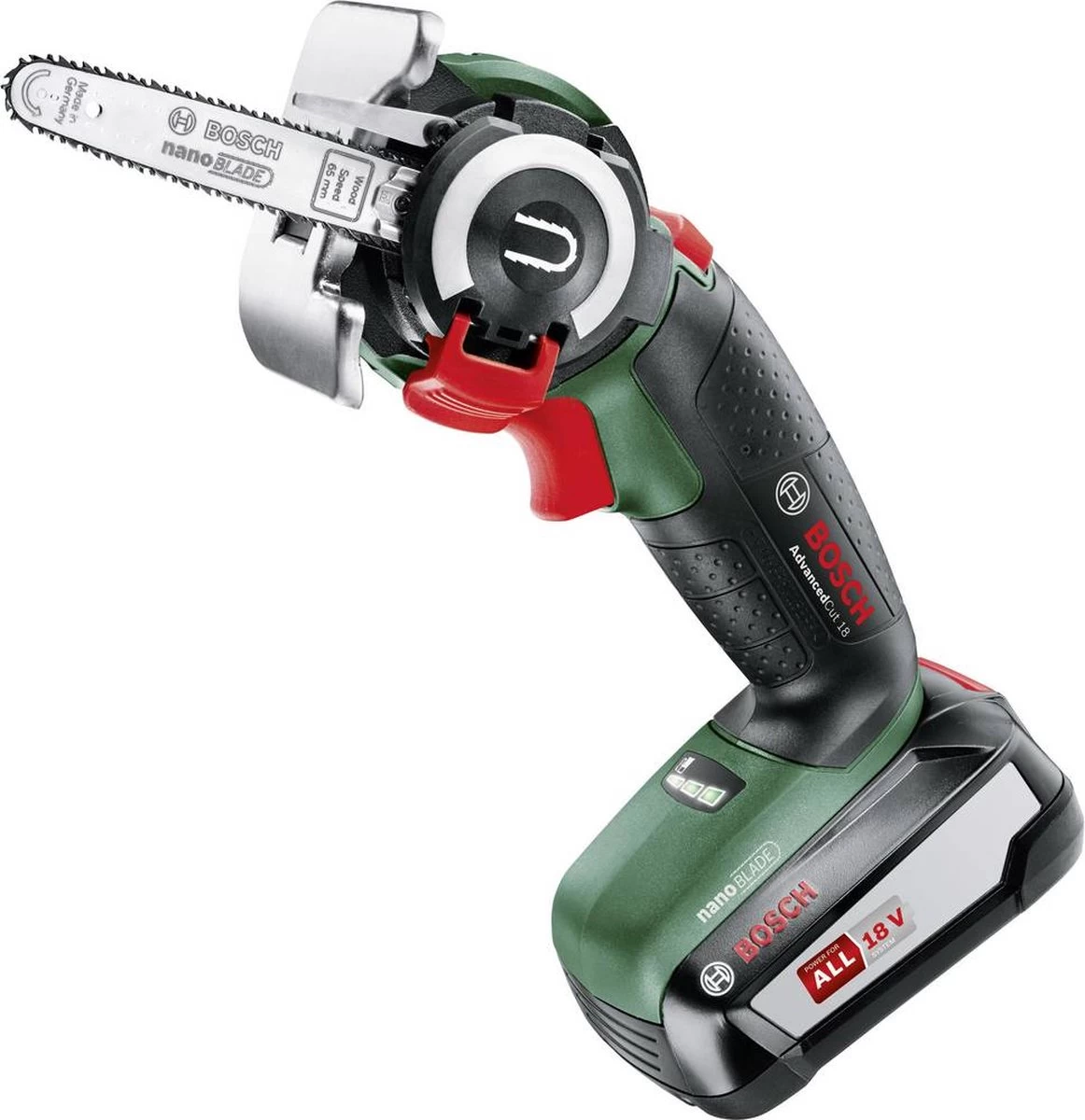 Bosch AdvancedCut 18 Microkettingzaag - Met 1 X 18 V Accu En Lader 4 Bosch AdvancedCut 18 Microkettingzaag - Met 1 X 18 V Accu En Lader - Afbeelding 2