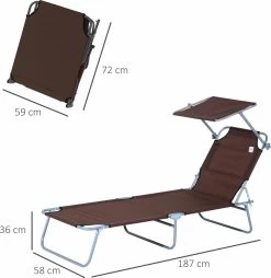 Outsunny Ligstoel Ligbank Voor Buiten Ligstoel Voor Op Het Strand Inklapbaar Met Zonnedak 3 Kleuren 84B-001 -Tuin Gerelateerd 1166x1200