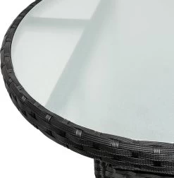 Casaria Polyrattan Bijzettafel 80cm Rond - 5mm Veiligheidsglas – Zwart -Tuin Gerelateerd 1178x1200