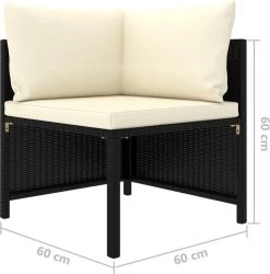 VidaXL 4-delige Loungeset Met Kussens Poly Rattan Zwart -Tuin Gerelateerd 1184x1200