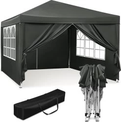 Waterdichte Partytent 3x3 Meter Opvouwbaar Met Zijwanden- Paviljoen Met Zijpanelen - Easy Up - Pop-up Tent Met Haringen, Touw En Anti Slip Poten -Tuin Gerelateerd 1189x1200