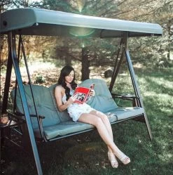 SORARA® Luxe Schommelbank Met Zonnescherm - Bruin - Zware Kwaliteit. -Tuin Gerelateerd 1192x1200