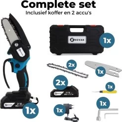 NovarGarden® Mini Kettingzaag NG1 - Met 2x Accu - Takkenzaag - Snoeizaag - Electrisch - Handzaag - Boomzaag - 21V -Tuin Gerelateerd 1193x1200 4