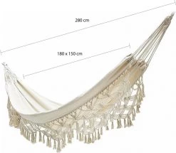 QUVIO Hangmat Voor In De Tuin - Tuinstoelen - Reishangmat Voor Camping, Outdoor En Reizen - Hamock - Katoen Ademend - Maximale Belasting Van 250KG - Lig Oppervlak Van 180 Cm - Geschikt Voor 1 Persoon - Beige -Tuin Gerelateerd 1200x1046 2