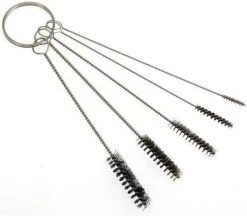 Merkloos Set Van 5 Stalen Schoonmaak Ragertjes / Borsteltjes Aan Sleutelring