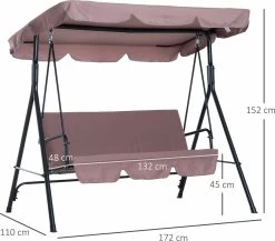 Outsunny Hollywoodschommel 3-zits Tuinschommel Schommelbank Met Dak 3 Kleuren 84A-054 -Tuin Gerelateerd 1200x1055