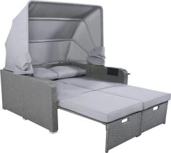 Polyrattan Patio Rieten Meubels Set Voor 2 Personen-Outdoor Rattan Sofa Set Met Intrekbare Luifel-lounge Bank-PE Rotan Loveseat Voor Achtertuin Veranda Tuin Zwembad Balkon-grijs -Tuin Gerelateerd 1200x1078 1