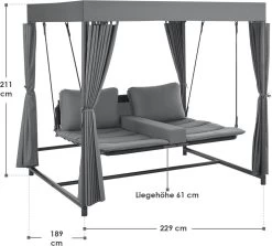Schommelbank / Ligbank Kassandra - Donkergrijs -Tuin Gerelateerd 1200x1081