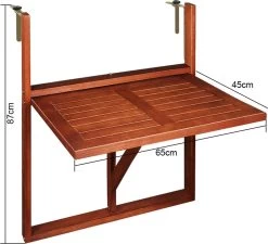 Merkloos Casaria Balkontafel - FSC®-Gecertificeerd Acaciahout – Hangend – Bruin -Tuin Gerelateerd 1200x1091