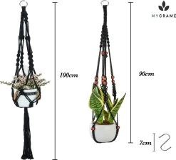 4 Stuks Zwarte Macrame Plantenhangers - Boho Handgeweven Katoen Hangpot Voor Binnen/Buiten - Hangende Bloempot Met Kralen - Macramé Touw/Koord Hangplant Houder - Bohemian Wandhanger Decoratie - Plant Hanger - Verticale Tuin Bloempothouder Planthanger -Tuin Gerelateerd 1200x1093 2