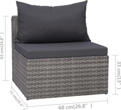 VidaXL 3-delige Loungeset Met Kussens Poly Rattan Grijs -Tuin Gerelateerd 1200x1095