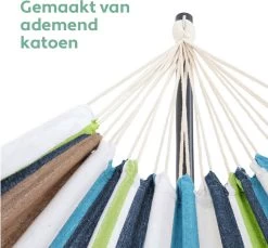 Vita5 Hangmat Met Standaard – 2 Persoons – Incl. Bekerhouder – 205kg Draaggewicht – Groen/Blauw -Tuin Gerelateerd 1200x1111 1