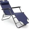 Relaxdays Ligstoel Inklapbaar - Ligbed Met Hoofdsteun - Strandstoel Verstelbaar - Camping - Donkerblauwe -Tuin Gerelateerd 1200x1112