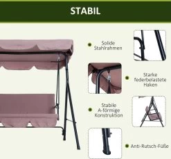 Outsunny Hollywoodschommel 3-zits Tuinschommel Schommelbank Met Dak 3 Kleuren 84A-054 -Tuin Gerelateerd 1200x1113