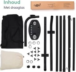 Vita5 Hangmat Met Standaard – 2 Persoons – Incl. Bekerhouder – 205kg Draaggewicht – Beige/Wit -Tuin Gerelateerd 1200x1133