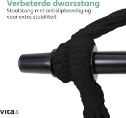Vita5 XXL Hangstoel - Binnen&Buiten Hangnest - Incl. 2 Kussens En Boekenvak - Volwassenen&Kinderen - Hangmatstoel Tot 225kg - Zwart -Tuin Gerelateerd 1200x1134 1