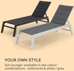 Blumfeldt Renazzo Lounge Ligstoel - Ligbed Voor De Tuin - Aluminium Tuinstoel - 6 Standen - Waterafstotend - Bekleding Van 70 % Pvc En 30 % Polyetheen - Grijs -Tuin Gerelateerd 1200x1137