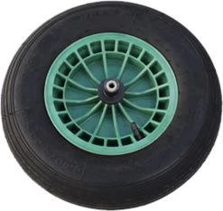 FORT 2PLy Kruiwagenwiel 400x100mm, Kunststof Velg, Kleur Groen, Luchtband -Tuin Gerelateerd 1200x1138