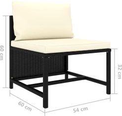 VidaXL 4-delige Loungeset Met Kussens Poly Rattan Zwart -Tuin Gerelateerd 1200x1141