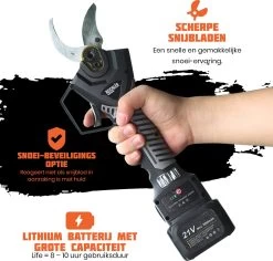 Reichlër® Elektrische Snoeischaar - 40 Mm Snijdiameter - 2x Accu - Anti-cut Functie - Heggenschaar - Takkenschaar - Zwart -Tuin Gerelateerd 1200x1145 1
