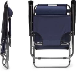 Relaxdays Ligstoel Inklapbaar - Ligbed Met Hoofdsteun - Strandstoel Verstelbaar - Camping - Donkerblauwe -Tuin Gerelateerd 1200x1148