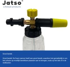 Jatso® Foam Cannon - Snow Foam - Foam Gun - Schuimlans - Foam Gun Auto - Foam Lance - Schuimsproeier - Snow Foam Cannon - Past Op Karcher K1 T/m K7 - Messing - Afneembaar Pistool -Tuin Gerelateerd 1200x1153 1