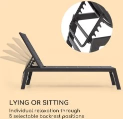 Blumfeldt Renazzo Lounge Ligstoel - Ligbed Voor De Tuin - Aluminium Tuinstoel - 6 Standen - Waterafstotend - Bekleding Van 70 % Pvc En 30 % Polyetheen - Zwart -Tuin Gerelateerd 1200x1157