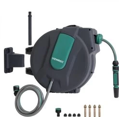 VONROC Automatische Slanghaspel – Incl. 25m Tuinslang, Aansluitslang, Spuitstuk, Koppelingen & Kraanaansluiting -Tuin Gerelateerd 1200x1170 2