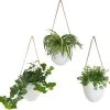 Gadgy Plantenhanger Keramiek - Set Van 3 - Hangpot Van Wit Steen - Hangende Bloempot Plantenpot - Met 3 Verschillende Koorden - 12x11x9.5CM -Tuin Gerelateerd 1200x1172 3
