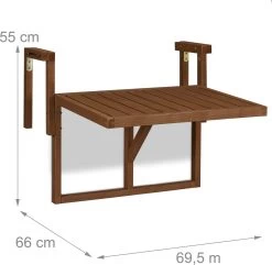 Relaxdays Balkontafel Inklapbaar - Klaptafel Balkon - Tafel Reling - Hangtafel Hout -Tuin Gerelateerd 1200x1173