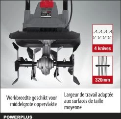 Powerplus POWEG7010 Tuinfrees - 1050W - Werkbreedte 320mm - Werkdiepte Max. 220mm - Incl. 4 Messen 12 Powerplus POWEG7010 Tuinfrees - 1050W - Werkbreedte 320mm - Werkdiepte Max. 220mm - Incl. 4 Messen -Tuin Gerelateerd 1200x1179 10