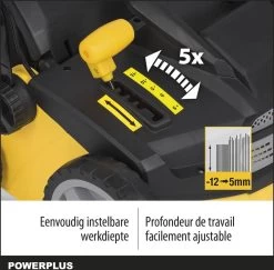 Powerplus POWXG7516 Elektrische Verticuteermachine - Mos Verwijderaar - 1800W - 360mm Maaibreedte- 45L Opvangbak - Incl. Gazonbeluchter/grasbeluchter -Tuin Gerelateerd 1200x1179 3