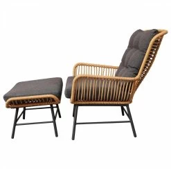 BUITEN Living Dex Wicker Loungestoel Tuin Incl. Wicker Voetenbank | Wicker + Aluminium | Bamboe Antraciet -Tuin Gerelateerd 1200x1190 1