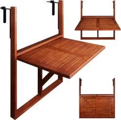 Merkloos Casaria Balkontafel - FSC®-Gecertificeerd Acaciahout – Hangend – Bruin -Tuin Gerelateerd 1200x1191 4